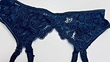Victoria's Secret Lace  Satin Garter Belt Large M Black Vintage Y2K