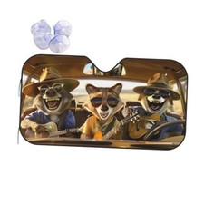 Raccoon Animal Driving Windshield Sun Shade, Front Window Raccoon Driving