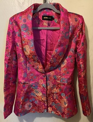 Nova Luxe Pink Floral Brocade Blazer Jacket