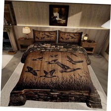Kids Mallard Duck Bedding Set Size Hunting Fishing Theme Full Brown and Black