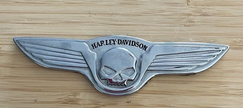 Harley Davidson Winged Skull Flat Chrome Medallion