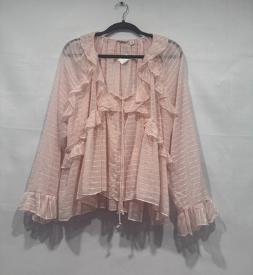 Cato Sheer Pink Sexy Babydoll Top Hi Lo Ruffles Soft Pink Size 18 20 2X