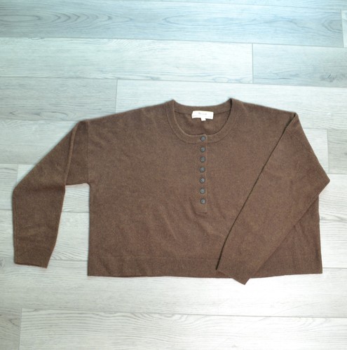 Madewell (re)sourced cashmere crop henley sweater - Brown - Size Medium