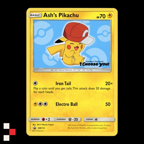 Ash's Pikachu SM113 Pokemon SM Black Star Promos Promo
