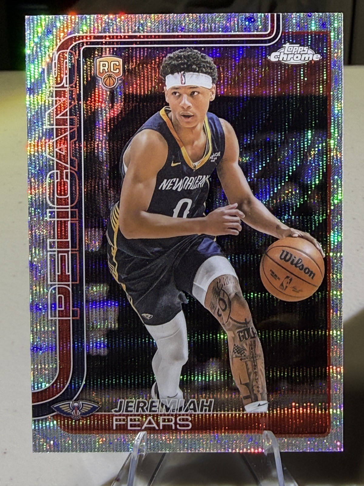 Jeremiah Fears 2025 Topps Chrome #257 Wave Refractor Rookie RC New Orleans