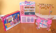 GLORIA FURNITURE HAPPY HOUR DRINKING BAR W/BAR STAND & STOOLS PLAYSET FOR BARBIE