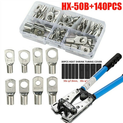 140PCS Copper Lugs Ring Terminals Bare Battery Welding Crimp Wire Connectors Kit - Picture 13 of 14