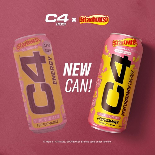 C4 Performance Energy Drink | STARBURST Strawberry | Zero Sugar Carbonated Pr... - Picture 7 of 8
