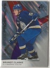 2019-20 SP Game Used CHL Authentic Prospects #7 Brandt Clarke 11/55 Barrie Colts