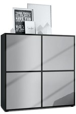Highboard Sideboard Kommode Schrank Cuba V2 Schwarz, Hochglanz & Naturtöne