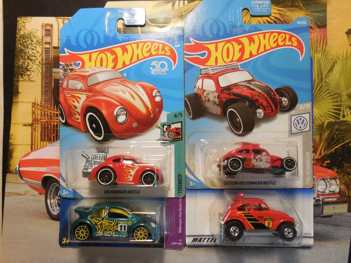 Hot Wheels Volkswagen Beetle VW BUG LOT 4 BEETLE Cup BAJA BUG