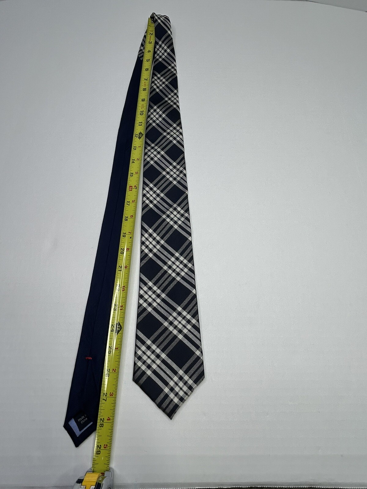 TOMMY HILFIGER Neck Tie Men's Striped Dark Navy Blue +  Off White thumbnail 7