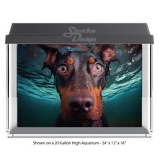 Doberman Dog Swimming Polyester Fish Tank Glass Backdrop Aquarium Background