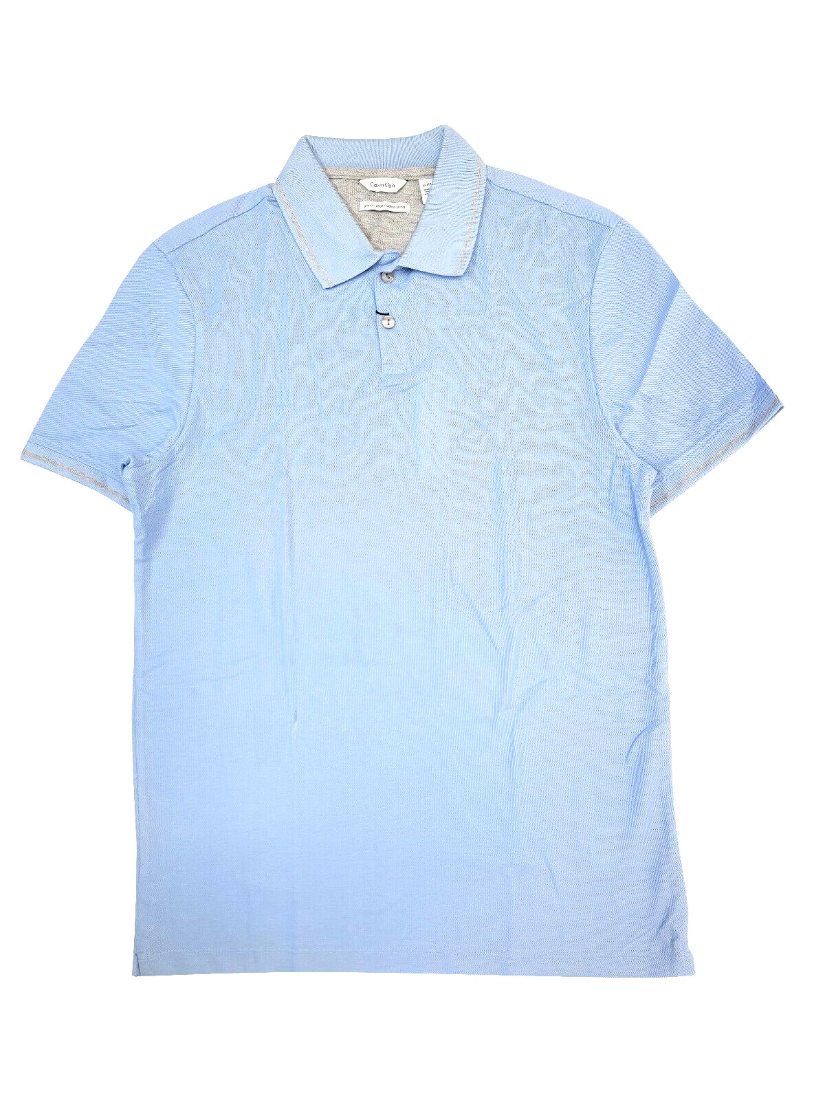 Мужская рубашка поло Calvin Klein из хлопка Pima с эластичной сеткой светло-голубого цвета размер XS 7990₽