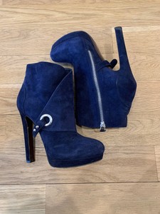 navy suede bootie