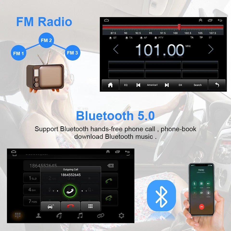 7" Android 15 Apple Carplay Car Stereo Radio GPS Navi WiFi Double 2DIN 4+64GB BT - Image 3 of 4