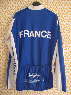 Maillot Roller Skateboard Longue Durée France FFR Poli – Bleu Homme Manche Longue Taille XL