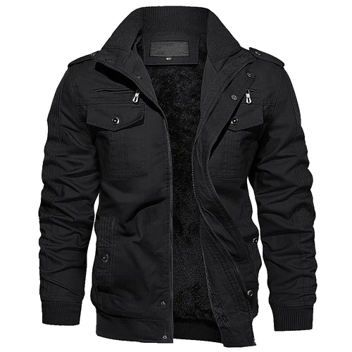Men's Winter Thermal Fleece Lined Bomber Jacket Outdoor Hiking Casual Work Coats image 8