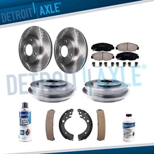 Front Rotors + Brake Pads + Rear Drums & Shoe for 2001 - 2004 2005 Honda Civic