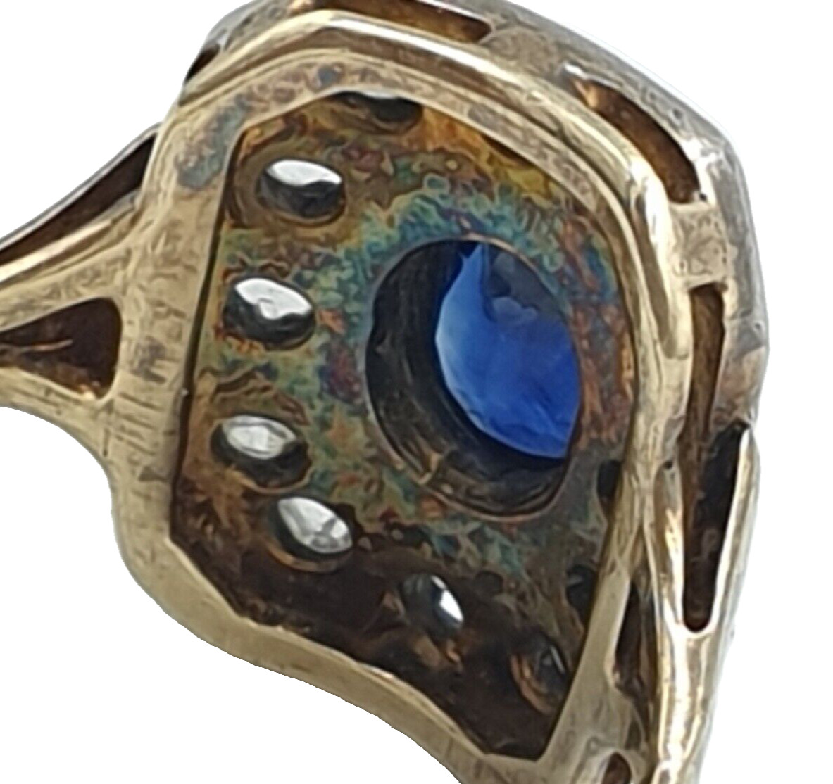 Antique Style Ring Solid 18K Gold And Silver With… - image 5