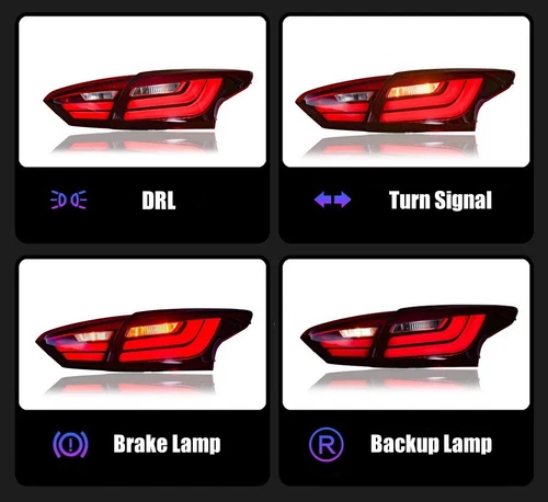 L+R Red DRL Tail Lights Sequential LED Tube Lamps for 2012-2014 Focus Sedan - Foto 5 di 9