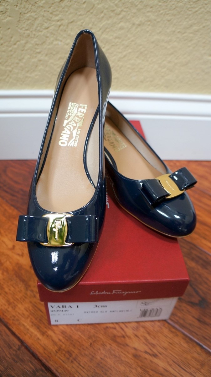 New Salvatore Ferragamo Navy Blue Varina flat size 7 original $700 new with box s-l400.jpg main image 2