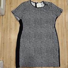 Reed Womens Sheath Dress Black White Geometric Dress Stretch Back Zipper XL NWT