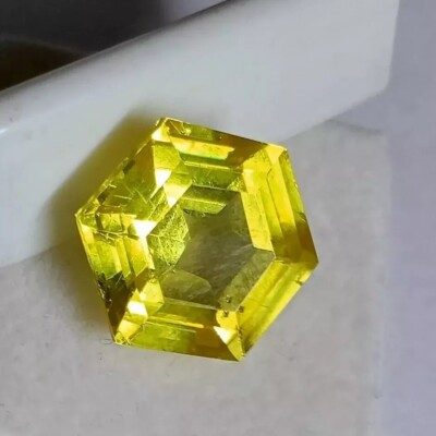 Yellow Sapphire Hexagon Fancy Cut 10-12 Ct Natural Loose EGL Certified Gemstone
