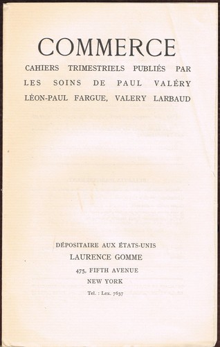 COMMERCE publié par Paul VALÉRY L P Fargue V Larbaud Édit N°2247/2850 Hiver 1925 - Picture 8 of 12