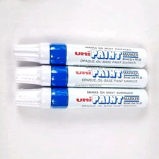 Uni-Paint 63733 PX-30 Oil-Based Permanent Marker, Broad Line, Blue, 3-Pack
