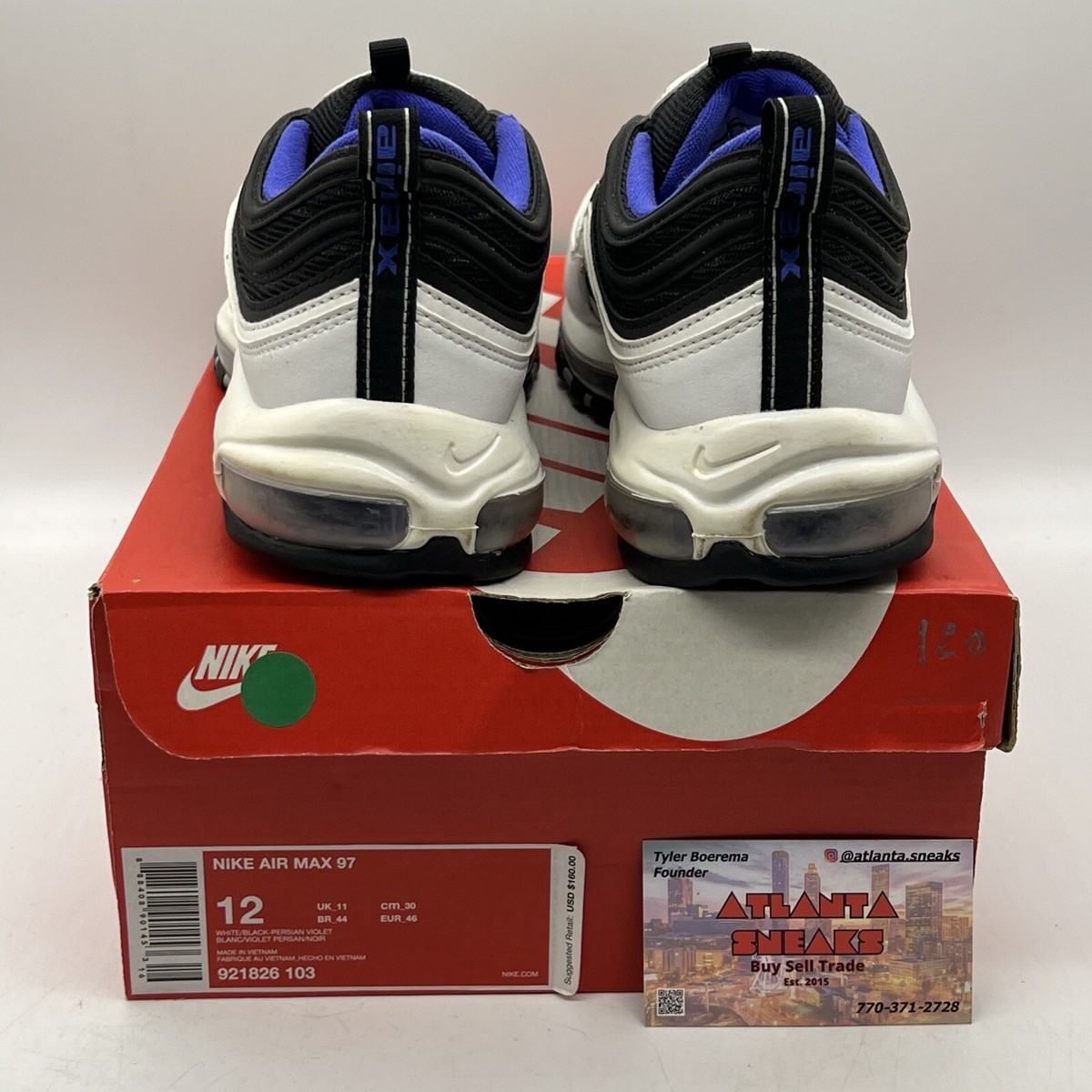 【美品】Nike Air Max 97 Persian Violet 【箱付き】 Size 12 - Nike Air Max 97 Persian Violet Black White Purple