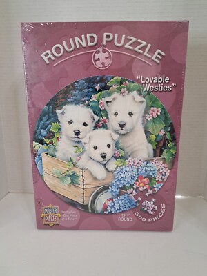 Master Pieces ''Lovable Westies'' 500 Pieces 19.5'' Round Puzzle New Sealed