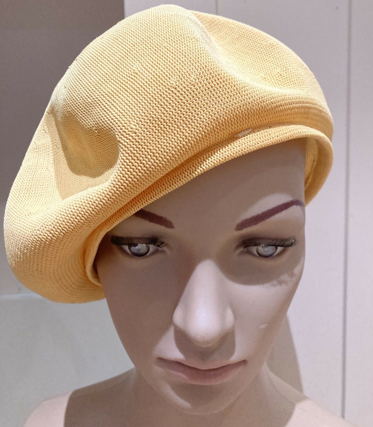 Topaz Yellow Vintage "Julie" Hat by Kangol with Pom-Pom. Made in England 3