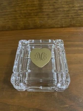 Early 20th Century Italian Crystal Jewelry Box 3" X 3" X 1.5" deep