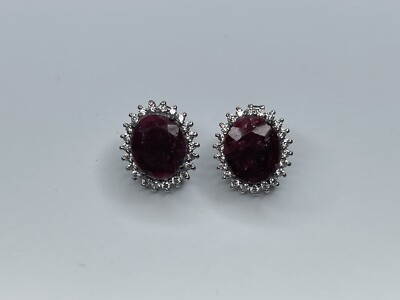 Stauer Ohrringe roter Stein ovaler Schliffstein klar Strass Sterlingsilber