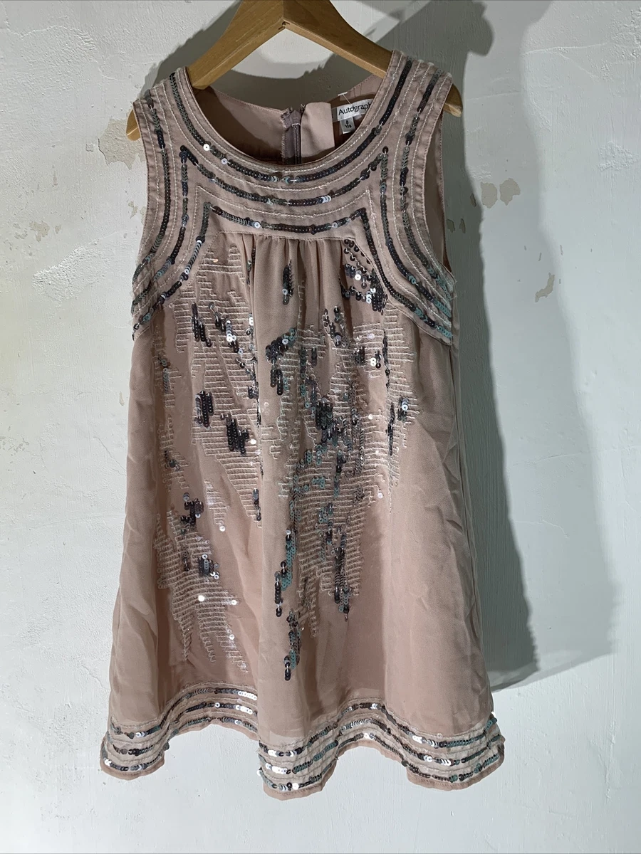 girls M S Autograph Kids Age 8 Years Pink Blush Sequin Overlay Shift Dress