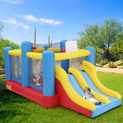 Inflatable Bounce House for Kids Bouncy Jumping Castle with 550W Blower 2 Slides