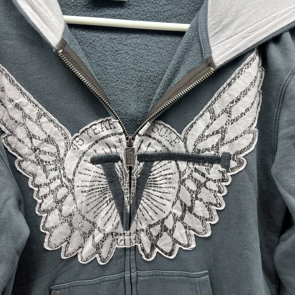 Vans Suéter Mujer Extra Grandes Alas Gris Cremallera Completa Sudadera con Capucha Polar Algodón XL Foto 4 de 4