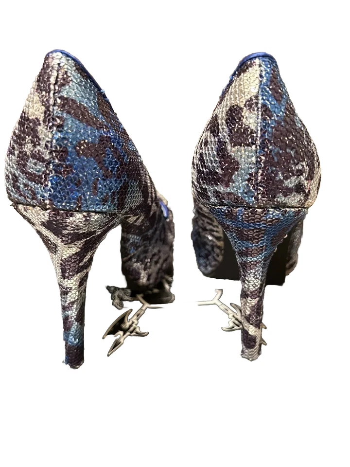 😎💙VENTA INMOBILIARIA Zapatos Tacones Azul Leopardo Lentejuelas Mono Travieso Talla 6💙 Foto 3 de 4