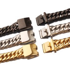 Fashion 16mm Cut Curb Cuban Link Chain Stainless Steel Mens Necklace or Bracelet