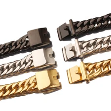Fashion 16mm Cut Curb Cuban Link Chain Stainless Steel Mens Necklace or Bracelet