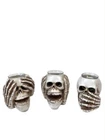 3pcs Halloween Skull Tea light holders See No Evil Hear No Evil Speak No Evil