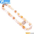 Gemstone Handmade Yellow Rutilated Quartz Beaded Necklace Fashion Jewelry 18"