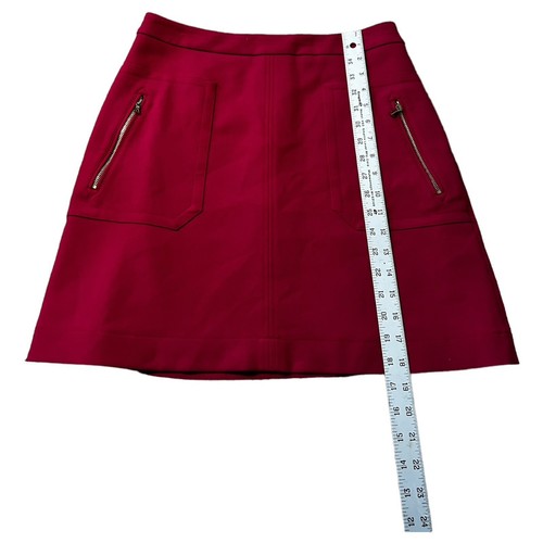 LOFT Short Mini Skirt Size 4 Fuchsia Dark Pink Gold Zipper Pockets A-Line - Picture 3 of 8