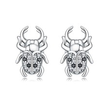 925 Sterling Silver Ladybug/Beetle Stud Earrings，Exquisite Insect Jewelry Gift