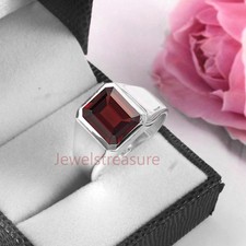 Natural Garnet Gemstone with 925 Sterling silver Ring for Men's 24