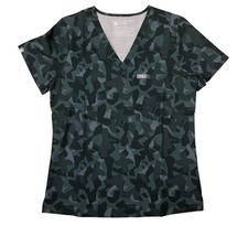 Figs Catarina V Neck One Pocket Scrub Top Camo Bonsai Gray Small NWOT Women