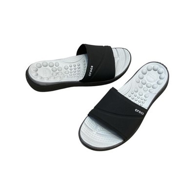 CROCS Reviva Slide Sandals 205474 Black Gray Massage Footbed Comfort Women's 9
