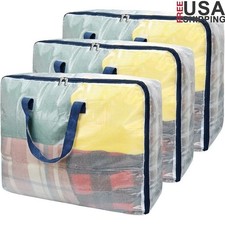 Clear Storage Bags Set Durable Waterproof Zipper Bags 3 Pack Clothes Toys New