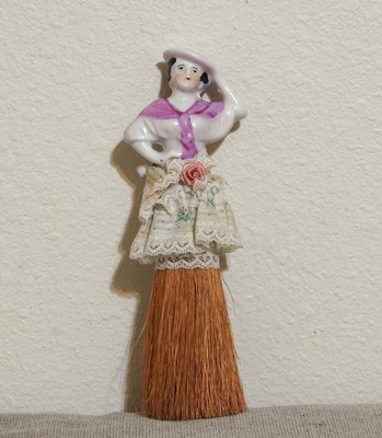 Vintage Art Deco Porcelain Half Doll Whisk Broom Crumb Vanity Brush